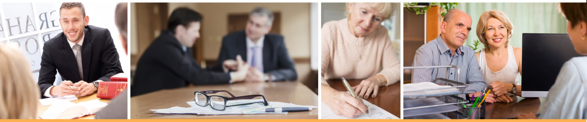 Various people sat with solicitors planning their will